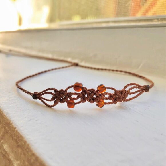 Boho Granola Girl Beaded Macrame Necklace | Choker - Picture 2 of 6